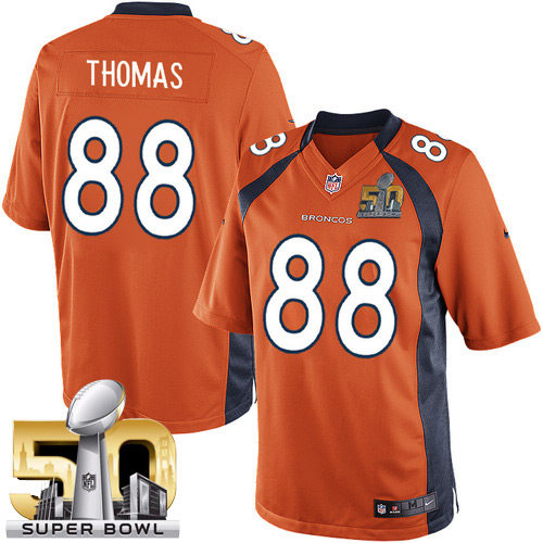 Men's Limited Demaryius Thomas Super Bowl L Nike Jersey Orange Home - #88 NFL Denver Broncos